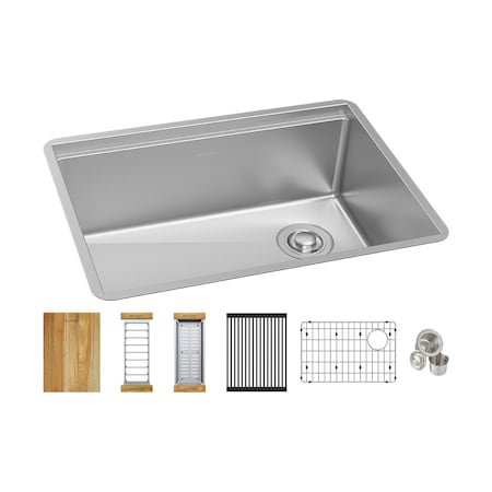 Elkay 18 Gauge Workstation Stainless Steel 25-1/2" x 18-1/2" x 9" Single Bowl Undermount Sink Kit ECTRU24169RTWC